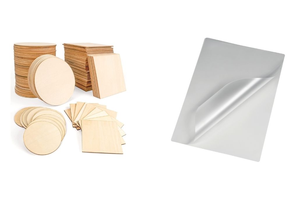 Purchasing wood pieces and thermal laminating sheet