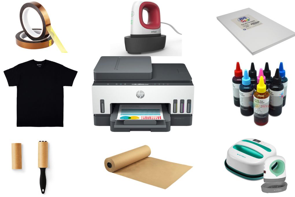 Necessary items required for the Cricut sublimation process