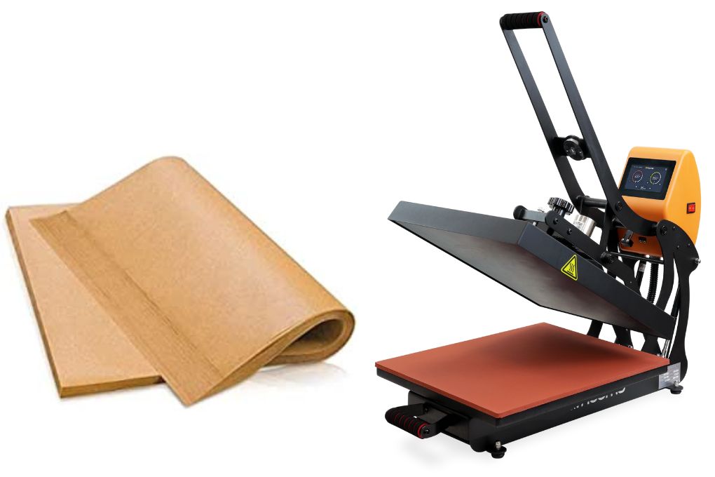 Setting up the heat press and using parchment paper